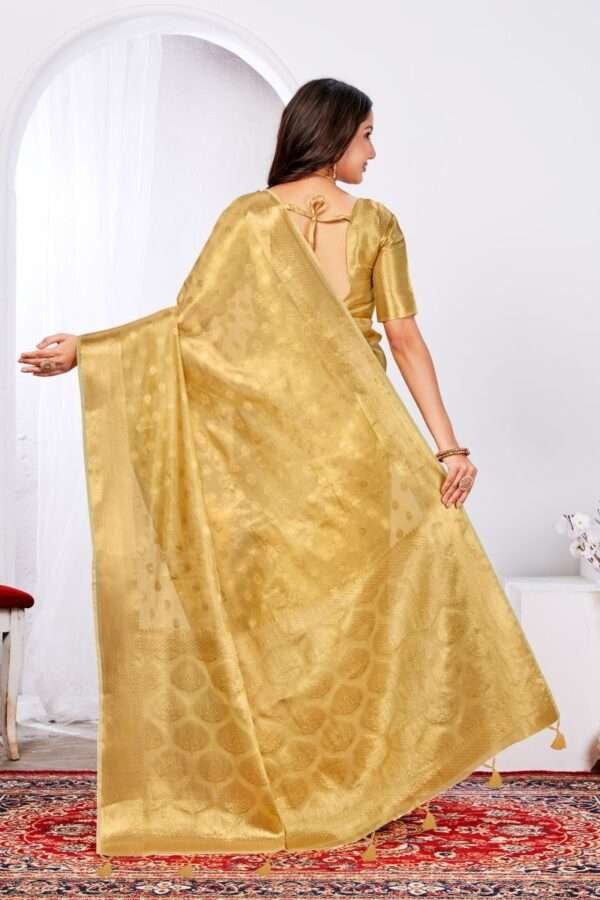 Cream Banarasi Silk Saree bs1 - Image 4