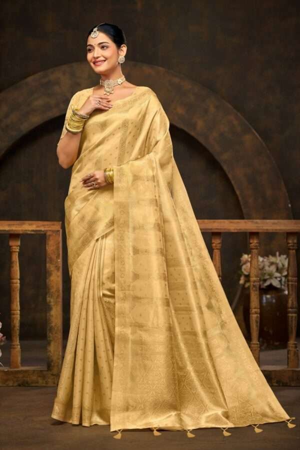 Cream Banarasi Silk Saree bs2