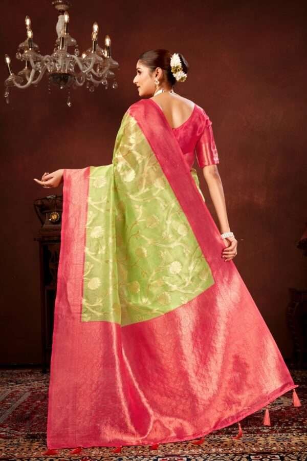 Green pure tissue silk saree chp6 - Image 3