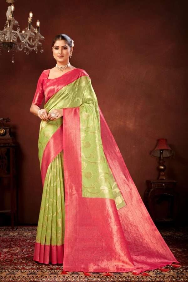 Green pure tissue silk saree chp6