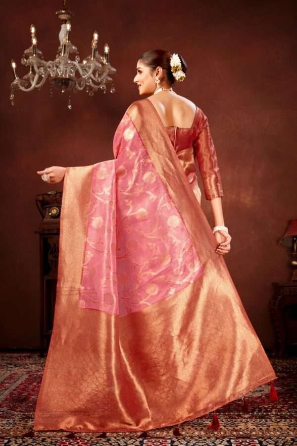 Pink pure tissue silk saree chp2