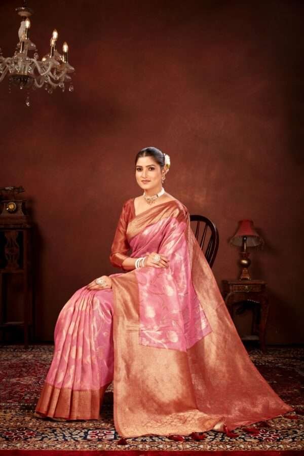 Pink pure tissue silk saree chp2 - Image 4
