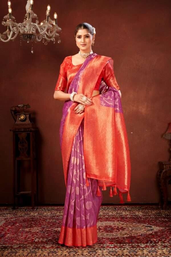 Purple pure tissue silk saree chp3 - Image 3