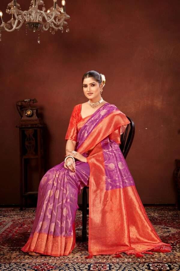 Purple pure tissue silk saree chp3 - Image 4