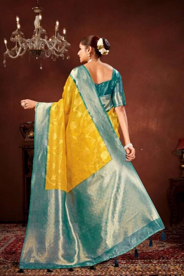 Yellow pure tissue silk saree chp5 - Image 2