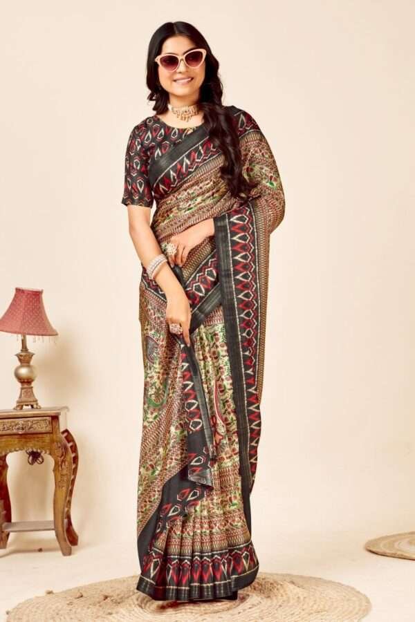 Soft madhubani tussar silk saree mb3 - Image 3