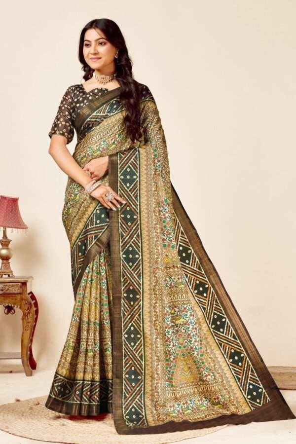 Soft madhubani tussar silk saree mb4