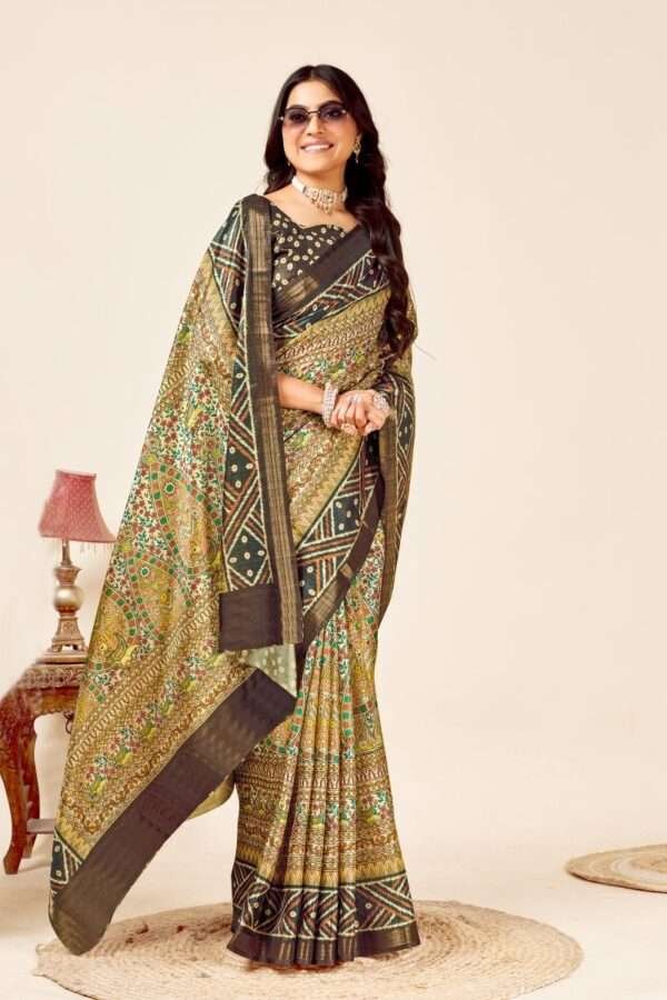 Soft madhubani tussar silk saree mb4 - Image 3