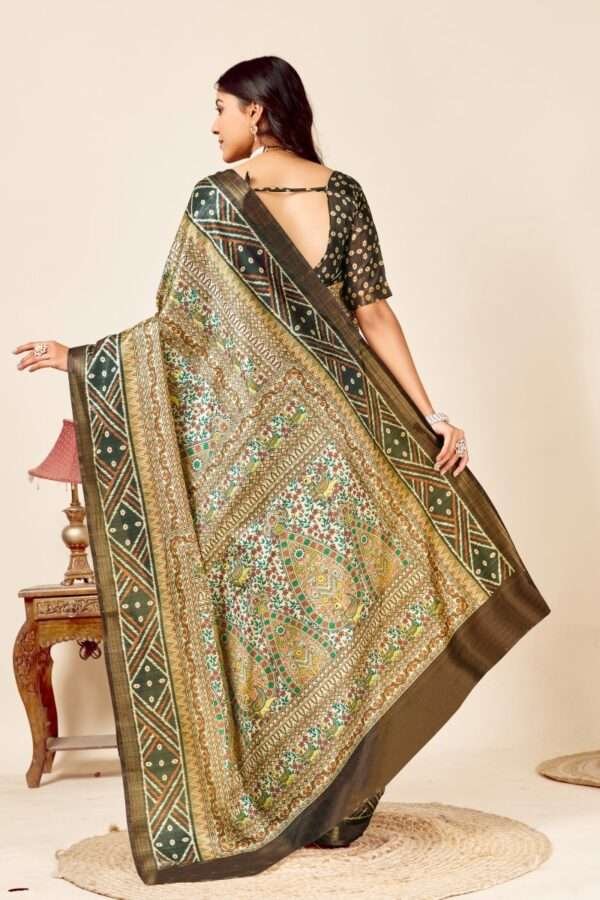 Soft madhubani tussar silk saree mb4 - Image 4