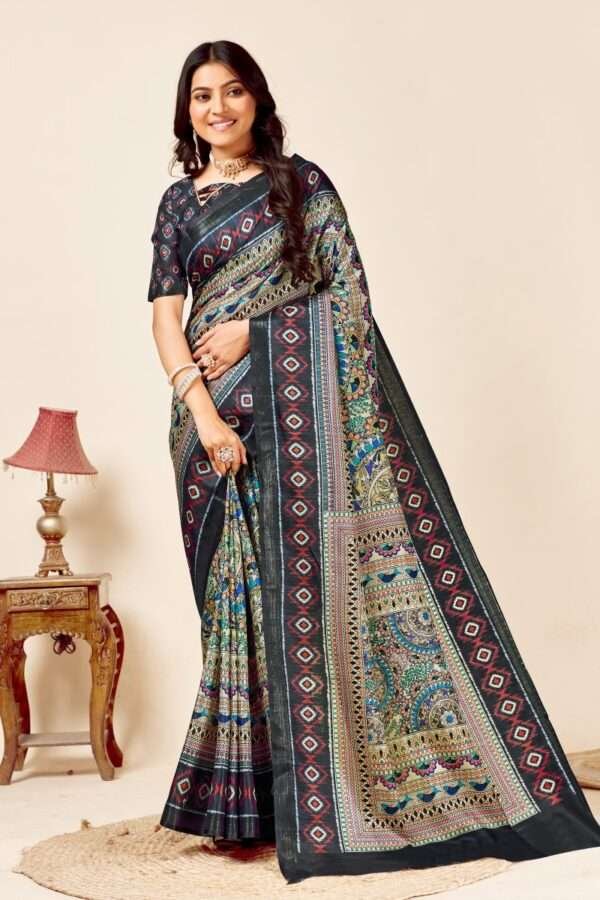 Soft madhubani tussar silk saree mb5