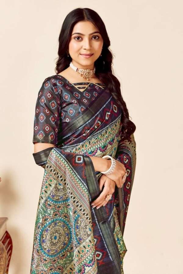 Soft madhubani tussar silk saree mb5 - Image 3