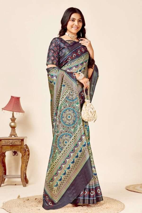 Soft madhubani tussar silk saree mb5 - Image 4