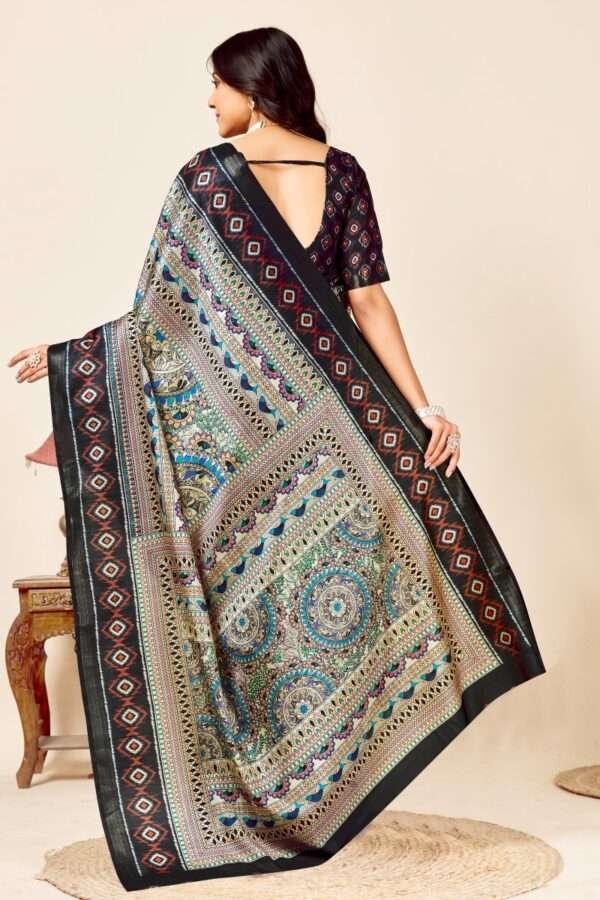 Soft madhubani tussar silk saree mb5 - Image 2