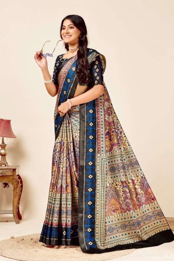 Soft madhubani tussar silk saree mb6 - Image 2