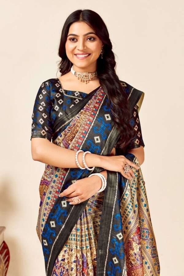 Soft madhubani tussar silk saree mb6 - Image 3