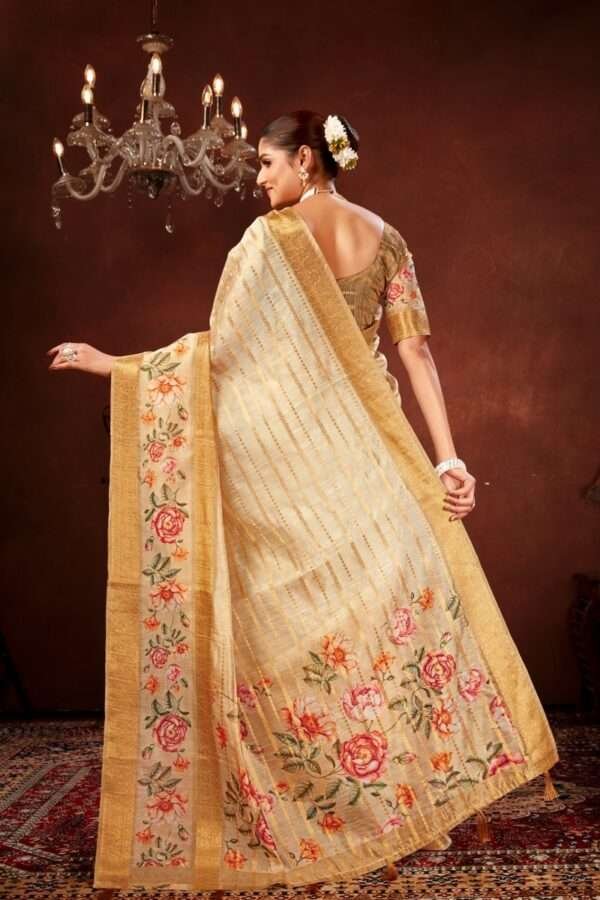 Cream soft cotton silk saree cs4