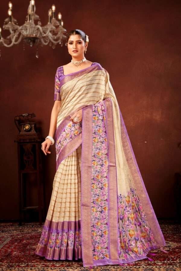 Lavender soft cotton silk saree cs1