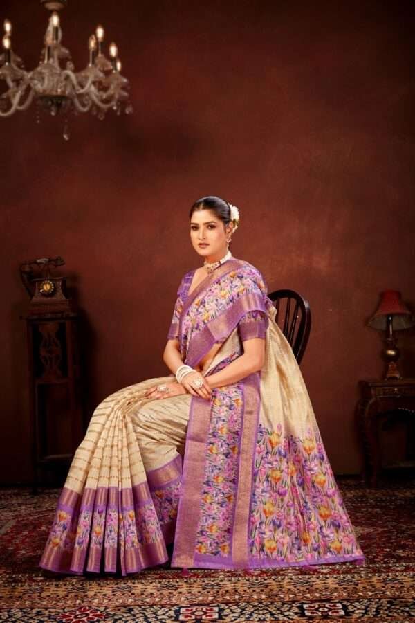 Lavender soft cotton silk saree cs1 - Image 3