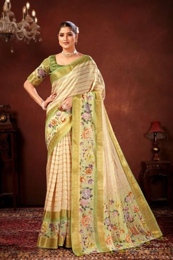 Mehendi soft cotton silk saree cs3