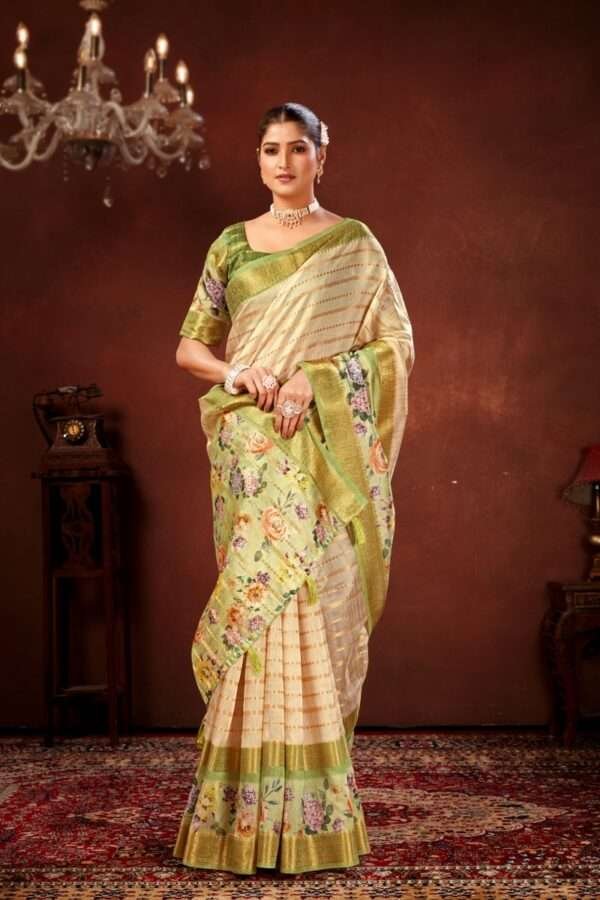 Mehendi soft cotton silk saree cs3 - Image 2
