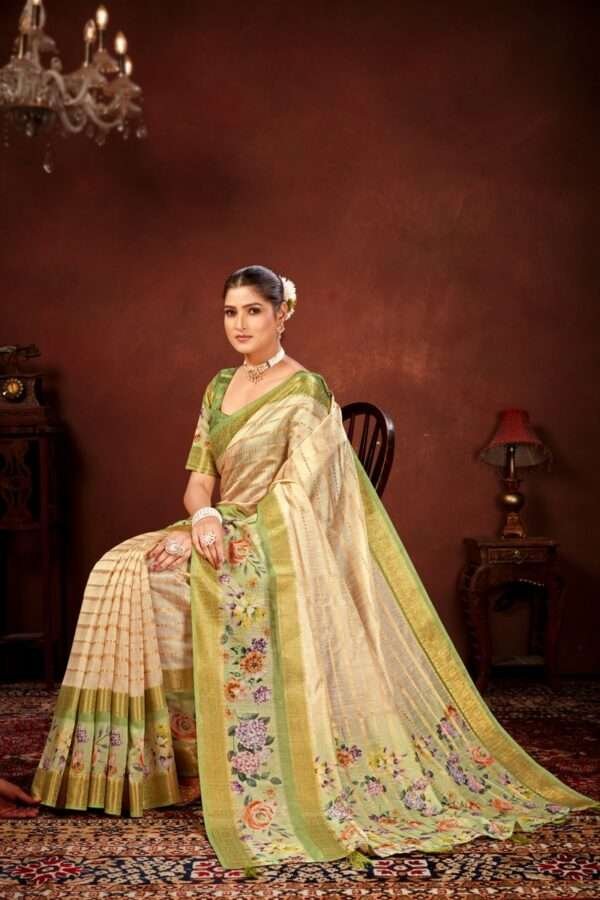 Mehendi soft cotton silk saree cs3 - Image 3