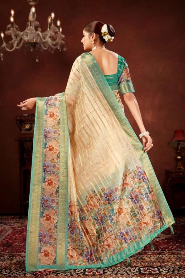 Sea blue soft cotton silk saree cs5 - Image 3