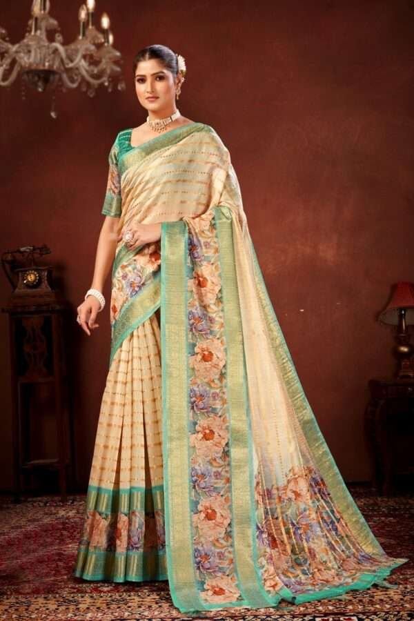 Sea blue soft cotton silk saree cs5