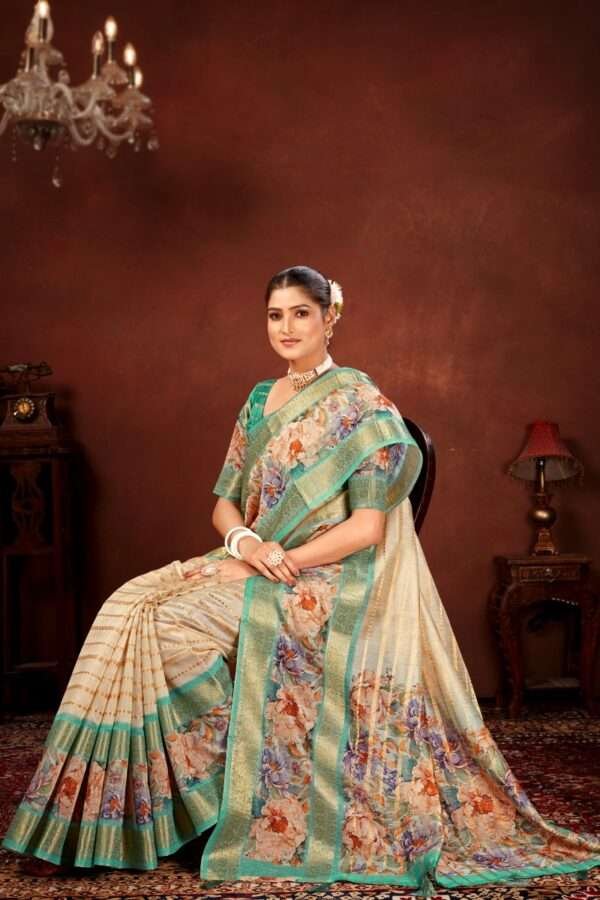 Sea blue soft cotton silk saree cs5 - Image 2