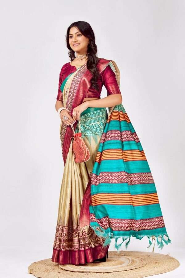 Tussar Silk Saree ts2 - Image 4