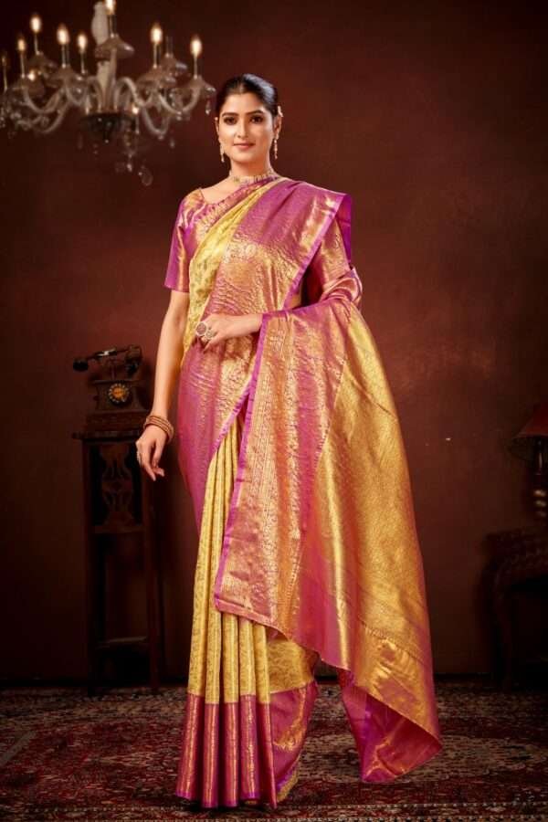 Gold pure dharamavaram silk saree d3 - Image 3