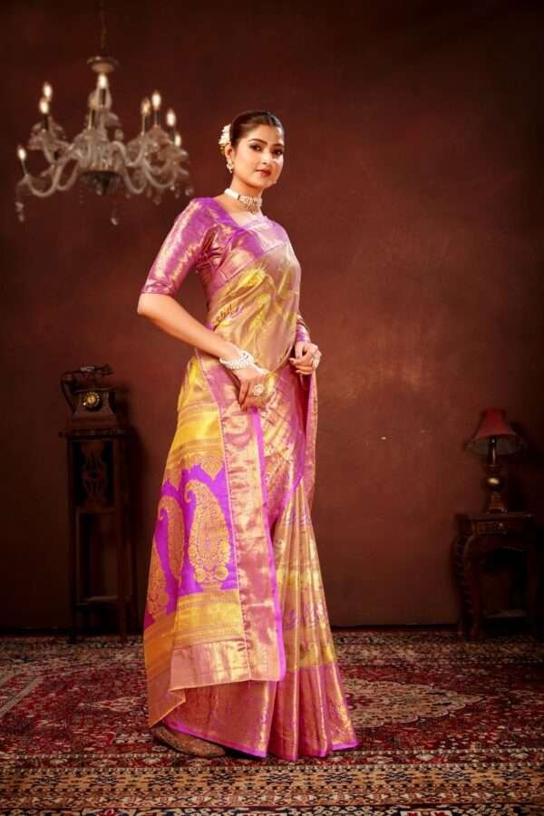 Lavender pure dharamavaram silk saree d1 - Image 3