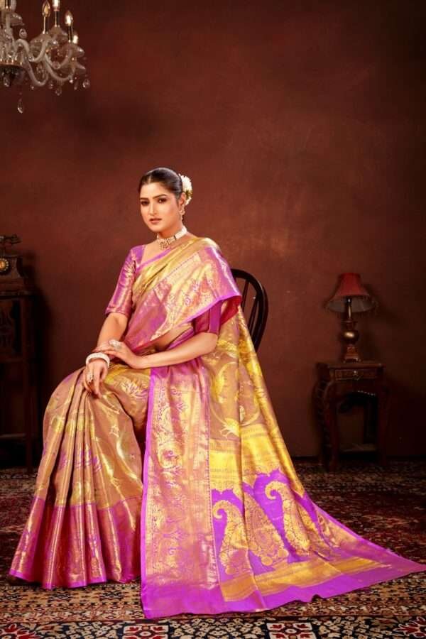 Lavender pure dharamavaram silk saree d1 - Image 4