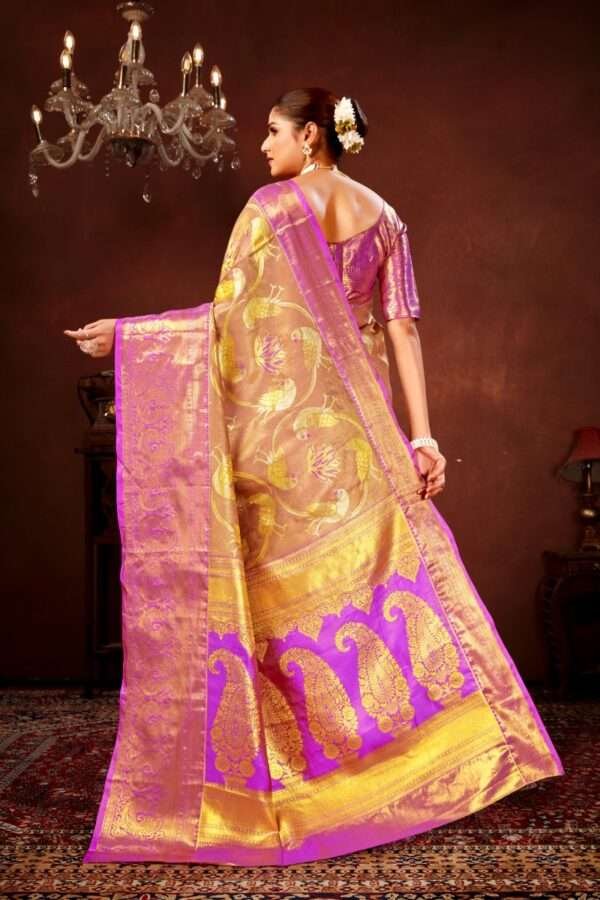 Lavender pure dharamavaram silk saree d1 - Image 2