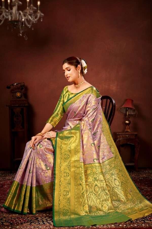 Onion pure dharamavaram silk saree d2 - Image 4