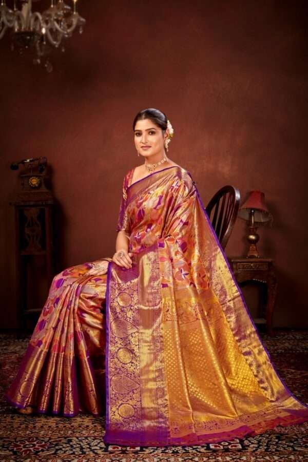 Purple pure dharamavaram silk saree d4 - Image 4