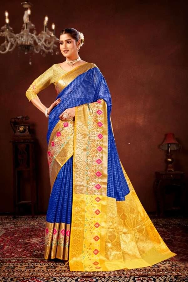 Blue patola silk saree ps2