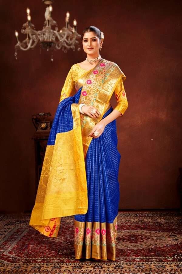Blue patola silk saree ps2 - Image 2