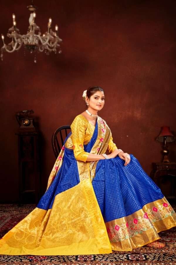 Blue patola silk saree ps2 - Image 3