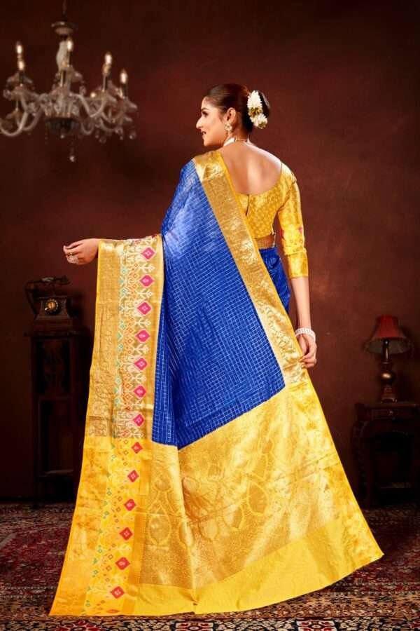 Blue patola silk saree ps2 - Image 4
