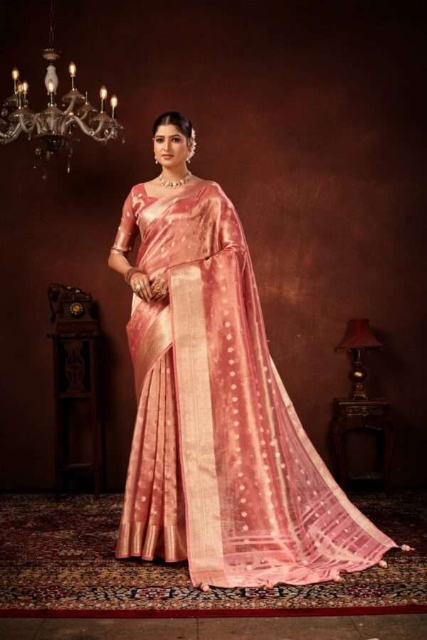 Cherry pink designer tissue silk saree tsm3 - Image 2