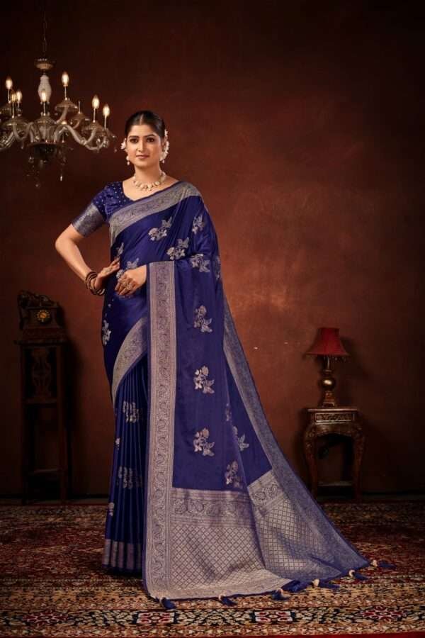 Dark violet pure satin silk saree vs6