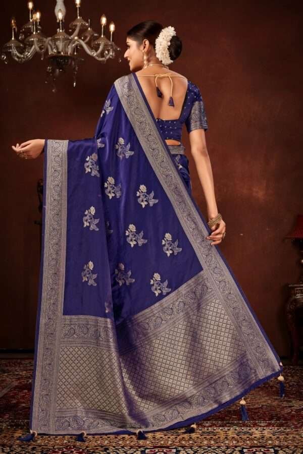 Dark violet pure satin silk saree vs6 - Image 4