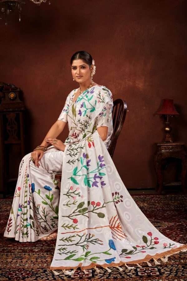Designer crape silk saree cp2 - Image 4