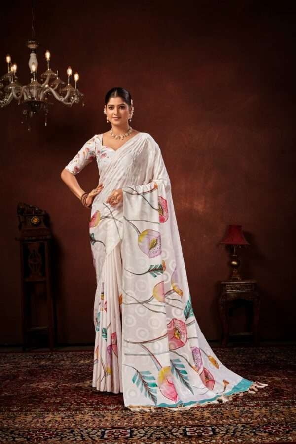 Designer crape silk saree cp3 - Image 2