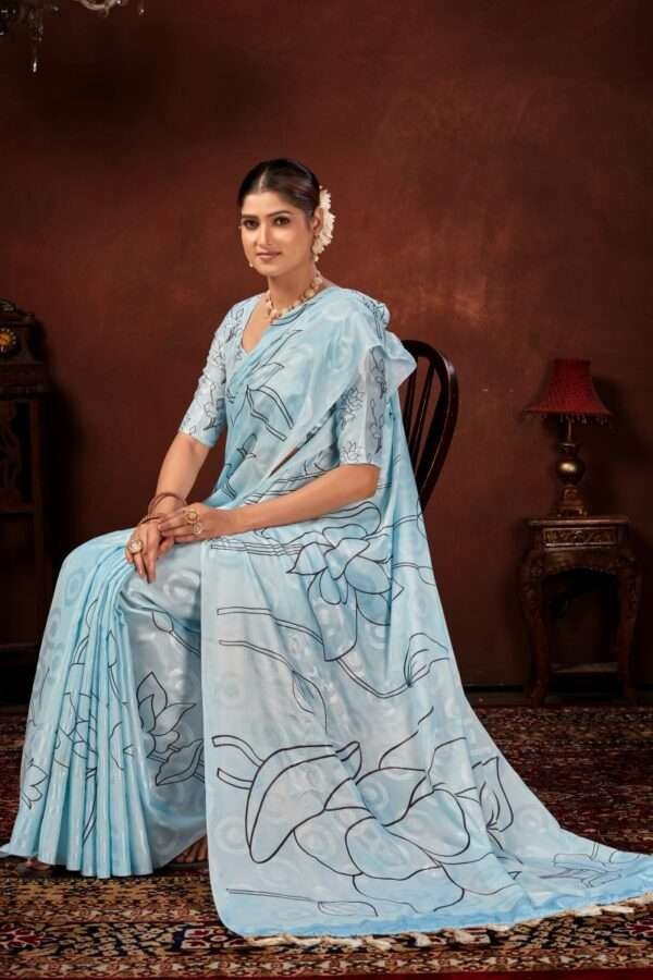 Designer crape silk saree cp6 - Image 3