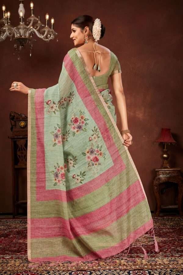 Designer linen handwork saree lw1 - Image 4