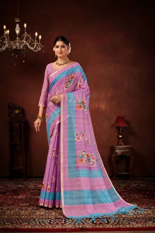 Designer linen handwork saree lw2