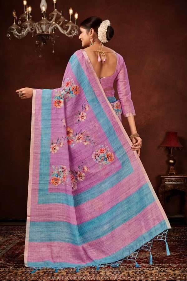Designer linen handwork saree lw2 - Image 4
