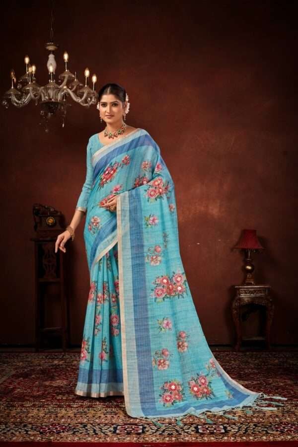 Designer linen handwork saree lw3