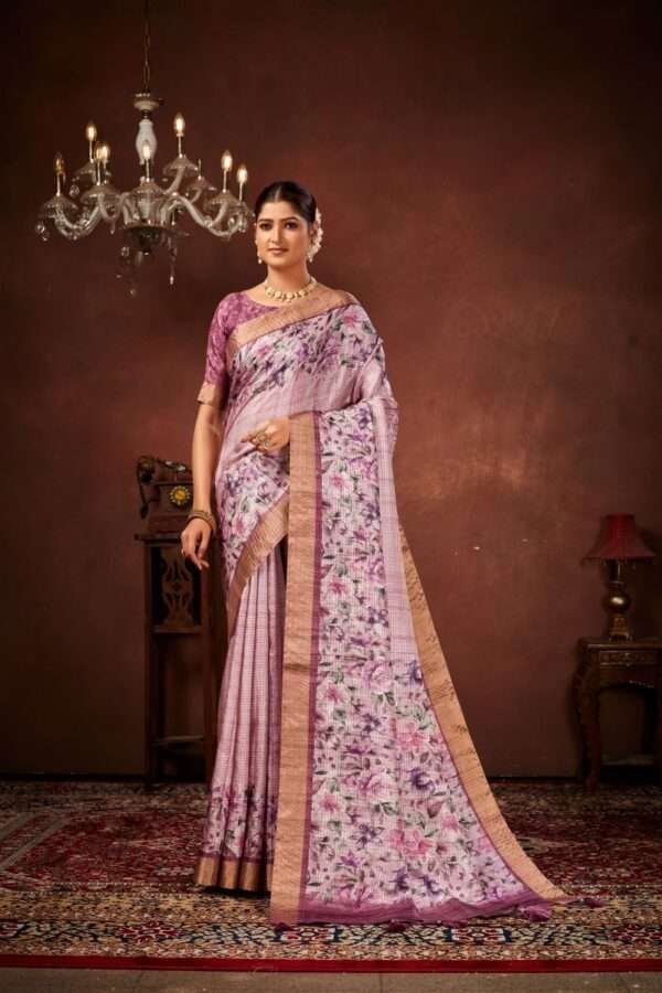 Exclusive floral tussar silk saree with foil work cf1